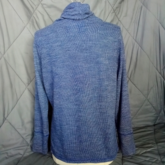 Women's Sonoma Blue Cowl Neck Kangaroo Pouch Heathered Long Sleeve Sweatshirt - Picture 4 of 14